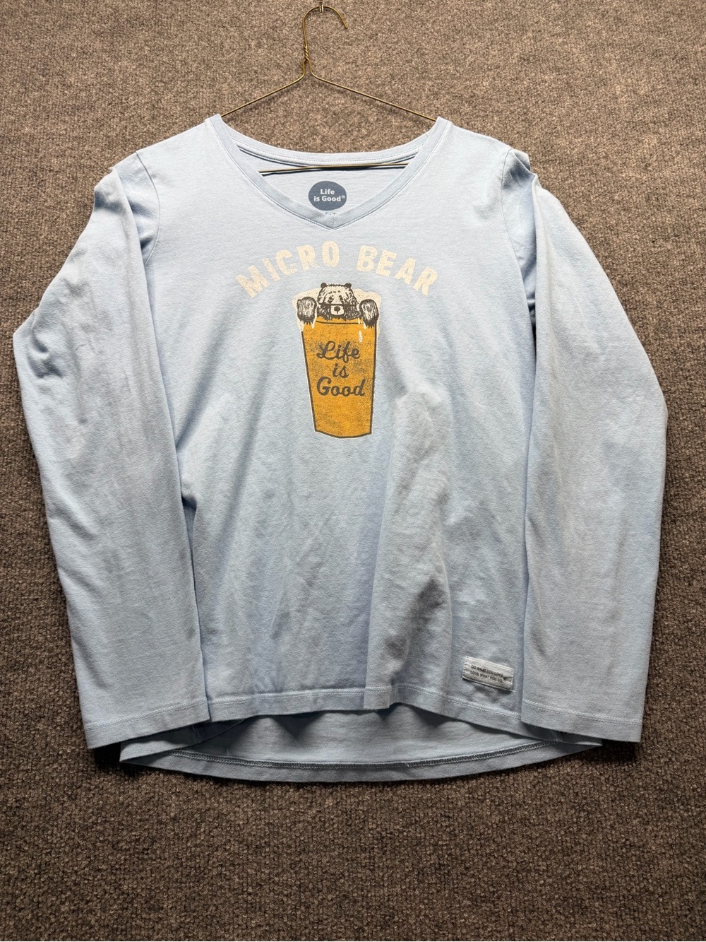 Life is Good Women’s  Light Blue ‘Micro Bear’ Long Sleeve Shirt